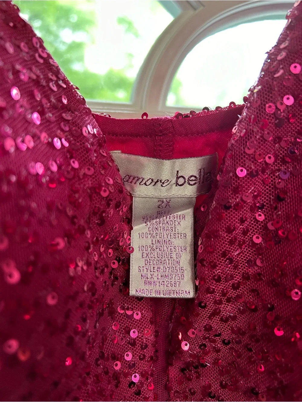 Amore Belle Fuchsia Sequin V-Neck Gown